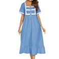thumbnail image 2 of SWSMCLT Women's Victorian Nightgown Comfy Frilly Princess Soft Lightweight Summer Ruffle Sleep Dress Pajama Dress Short Sleeve Sky Blue 3X-Large, 2 of 4