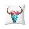 thumbnail image 2 of Boho Turquoise Skull Head Spun Polyester Pillow - Southwestern Hippie Home Decor,  Square Cushion Cover, Bohemian Throw, 2 of 6