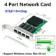 thumbnail image 5 of 4 Port Network Card PCI Express X1 to RJ45 RTL8111H Chip 10/100/1000Mbps Gigabit Ethernet Lan Card f, 5 of 5