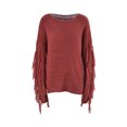 thumbnail image 4 of Seyurigaoka Women Knit Pullover Long Sleeve Tassel Blouse Tops Plus Size Casual Solid Color Round Neck Fringed Sweater, 4 of 5