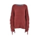 thumbnail image 4 of VISgogo Suéter de talla grande para mujer, suéter de punto con flecos de cuello redondo de manga larga de color sólido informal VISgogo moda, 4 of 5