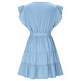 thumbnail image 6 of HOMBOM Mini Dresses for Women Blue Bandage Sundress Spring Layered Look Solid Ruffled Tiered Hem Flutter V-Neck Dresses Women, 6 of 6