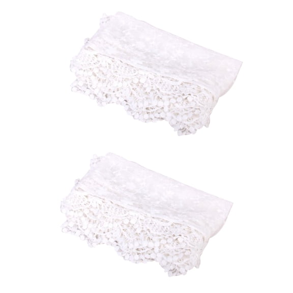 2X Women Embroidered Lace Scarf White