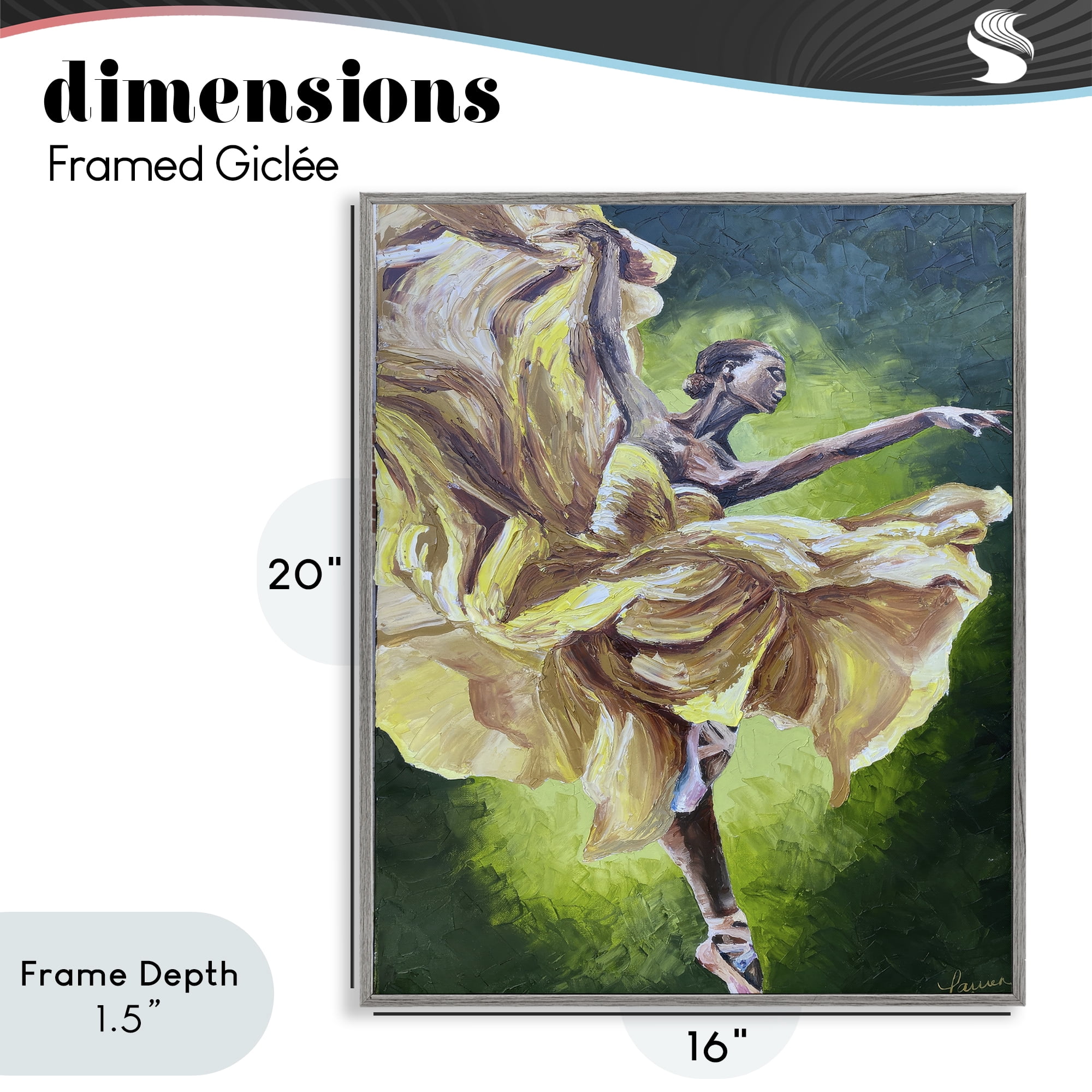 Stupell Industries Primavera Ballet Dancer Gray Framed Giclee Art, design by Lauren Luna