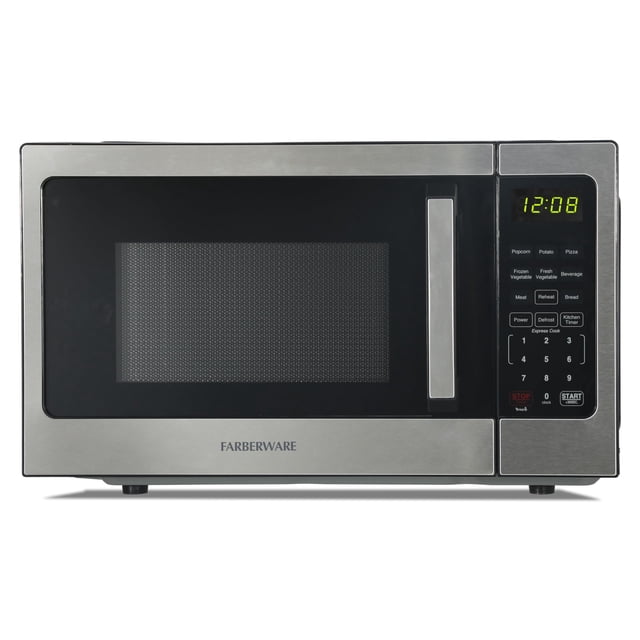 Horno microondas Farberware de 0.9 pies cúbicos, 900 W de potencia, acero inoxidable