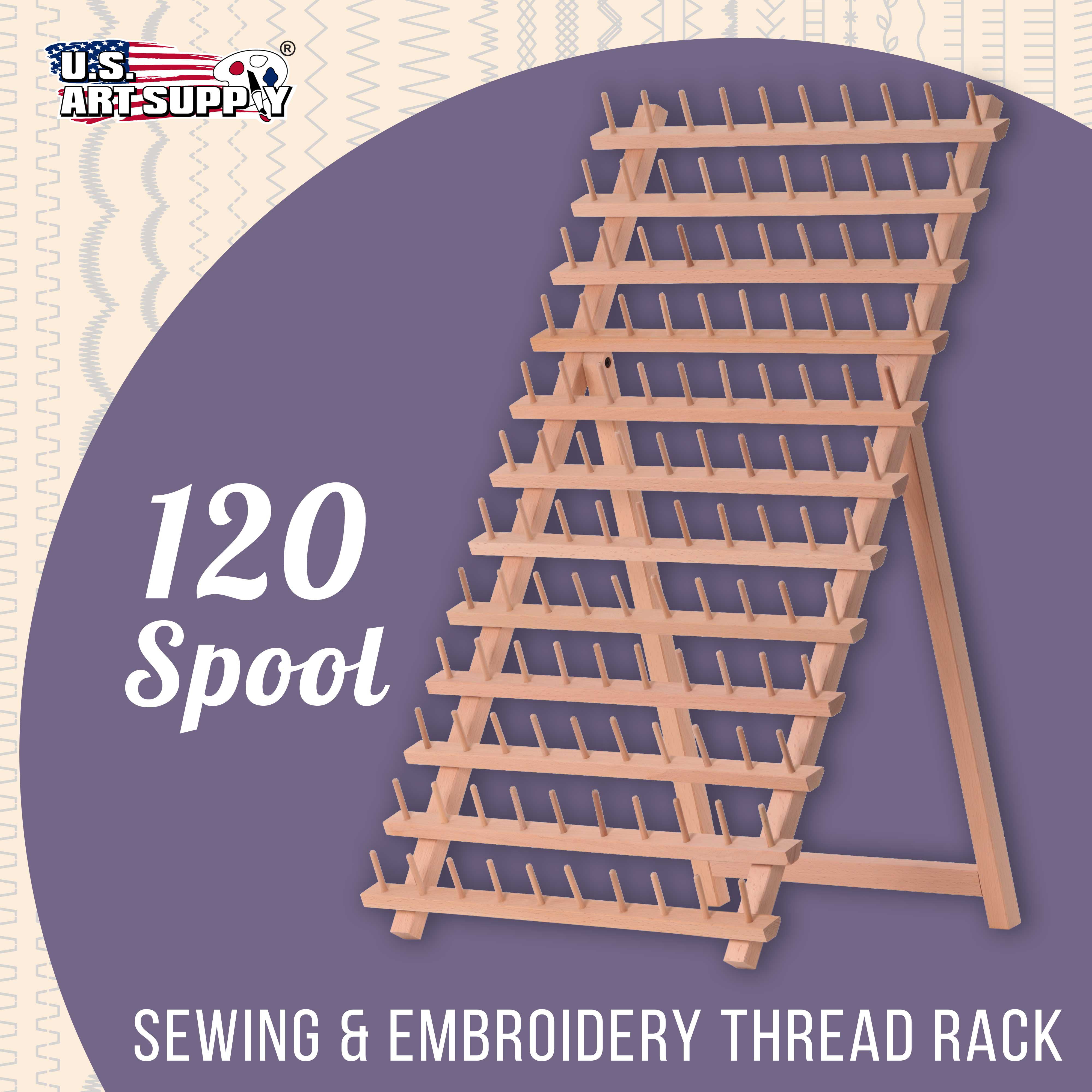 BAENRCY 120-Spools Wooden Thread Holder Sewing and Embroidery Thread Rack  and Organizer Thread Rack for Sewing