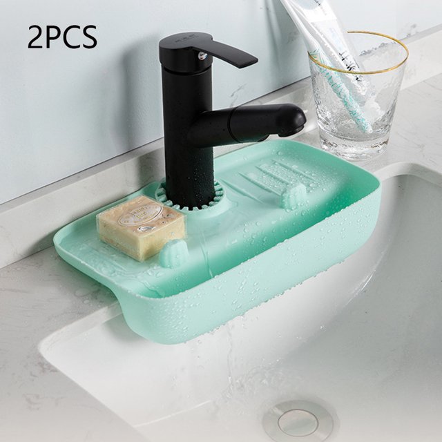 BeesClover Kitchen Faucet Drain Rack Multi-Purpose Anti-Splash Non-Slip Soap Sponge Wipe Sink Tray Holder Drain Basket