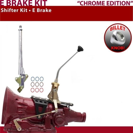 American Shifter FMX Shifter Kit Chrome 10 in. E Brake Push Button 11 in. Handle Billet Knob for EEE2E