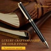 BEILUNER Black Luxury Gel Pens,Peerless Luxury Pen with 24K Gold Trim,The Exquisite Product Detail, Fancy Leather Box-Best Pen Gift Set for Men & Women-Executive, Office, Nice Designer Pens