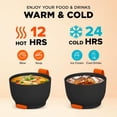 thumbnail image 2 of Vacuum Insulated Food Jar. Large 24oz Bowl incl. Folding Spoon, Cup. Wide Mouth Thermos Keep Hot & Cold Drinks Soup Thermo Lunch Container for Adults. BPA-Free Stainless Steel, Leak Proof, 2 of 5