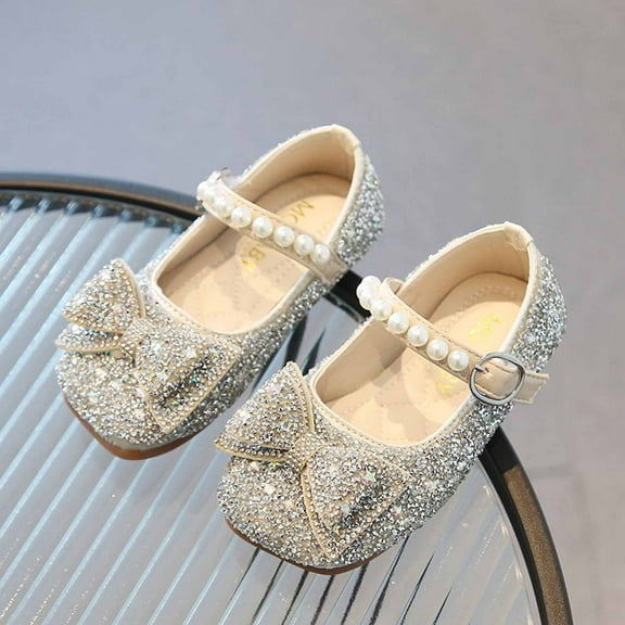 Kiplyki Kid Shoes Summer Girls' New Fashion Dance With Diamond Bow Knots Princess Mid Little Children's Single Shoes
