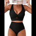 thumbnail image 1 of Conjuntos de Bikini Texturizados para Mujer, Trajes de Baño con Parte Superior y Cintura Alta. Negro XL, 1 of 8