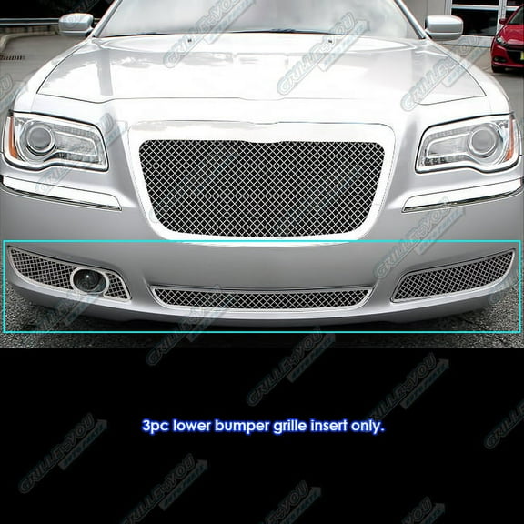 APS Compatible with Chrysler 300 300C 2011-2014 with Adaptive Cruise Stainless Steel Chrome Mesh Grille Insert Combo R71168S