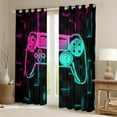 thumbnail image 2 of Erosebridal Abstract Gamepads Curtains for Living Room,Gradient Ombre Blackout Curtains Set of 2 (38x45),Geometric Plaid Curtains and Drapes (38x45),Video Game Bedroom Decoration, 2 of 6