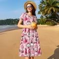 thumbnail image 4 of Easygdp Garden Gnomes para Vestido Transpirable de Mujer, Vestido Suelto de Manga Corta con Pliegues y Bolsillos para el Verano, 4 of 6