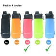 thumbnail image 2 of BEQU 750ml/25 Fl Oz Foldable Silicone Water Bottle, Reusable, BPA Free, Dishwasher-Safe, Sports bottle for Travel Gym Camping Hiking, Portable, Leak Proof (4PK MC3), 2 of 12