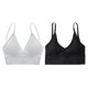 thumbnail image 1 of Bralette Acolchado Sunnimix con cuello en V para mujer Correas Espaguetis Blanco Negro, 1 of 8