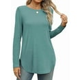 thumbnail image 2 of Camisa de Larga con Cuello Redondo para Mujer, Básica, Holgada, Informal Lago Azul L, 2 of 5