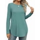 thumbnail image 2 of Camisa de Larga con Cuello Redondo para Mujer, Básica, Holgada, Informal Lago Azul L, 2 of 5