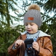 thumbnail image 2 of Ausyst Hats Clearance! NEW 1-11 Years Old For Girls Boys Kids Winter Beanie Hat Warm Knit Thick Ski Cap With Fluff Ball, 2 of 7