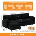 thumbnail image 3 of Craftian Sectional Sofa with Ottoman, 108" L Shape Modern 4 Seat Cloud Couch with Pillow-Armrest, Black, 3 of 10