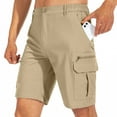 thumbnail image 6 of FEN AI Men Lightweight Outdoor Casual Shorts Expandable Waist Water Resistant Quick Dry Cargo Short for Hiking Fishing Working Khaki, 6 of 9