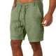 thumbnail image 1 of Pantalones de Lino de los Hombres Pantalones Cortos de Playa Ligeros Color Sólido, Cordón Frontal Plano Recto, 1 of 8