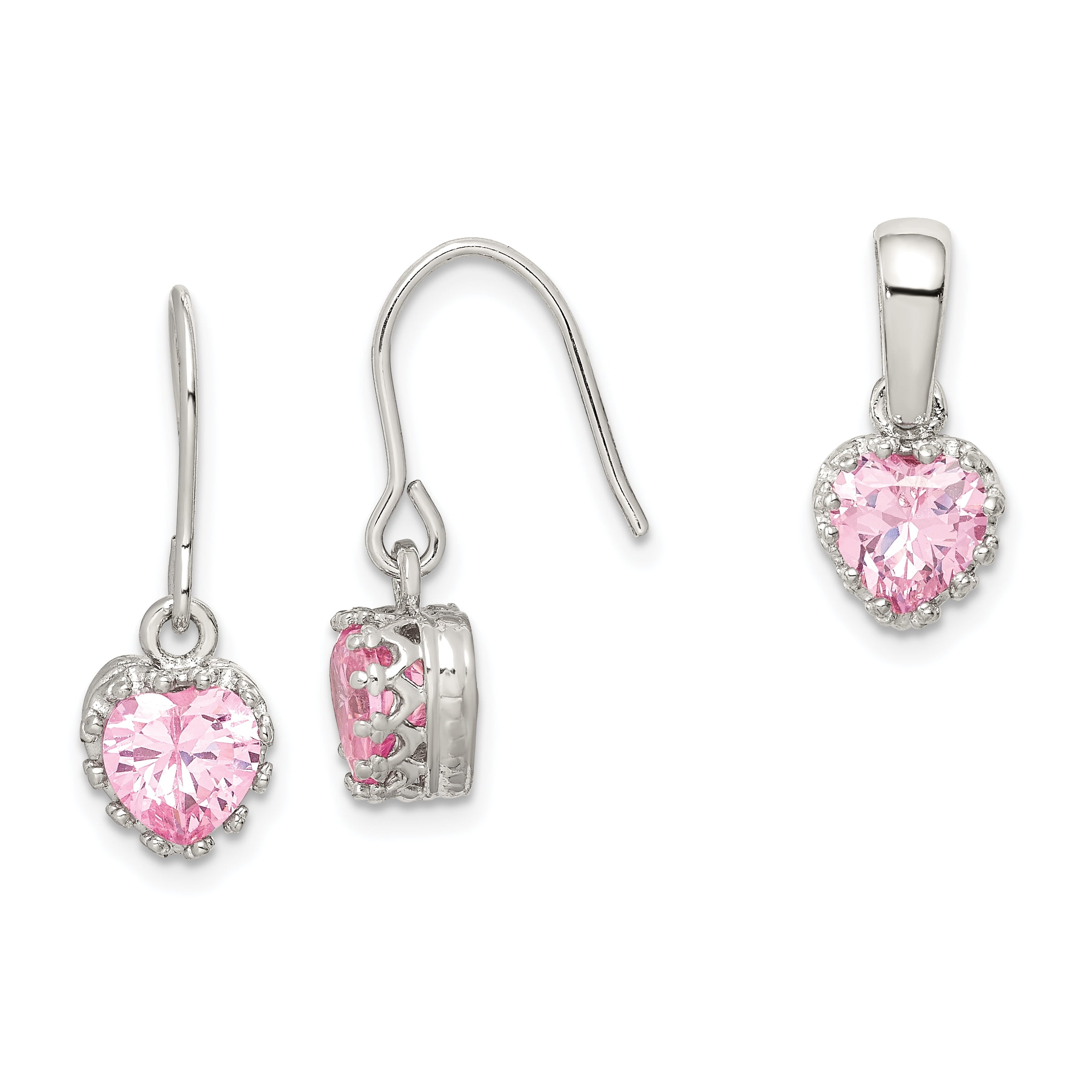 Heart Pink Cubic Zirconia Ring 7MM Sterling Silver 925