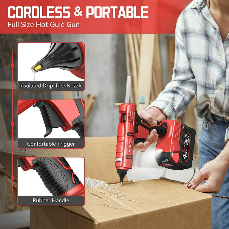 Cordless Hot Glue Gun for Milwaukee M18, Handheld Glue Gun for Milwaukee  18V Max Li-ion Battery, 30s Quick Preheat, for Arts & Crafts & DIY with 30