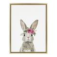 thumbnail image 2 of Kate and Laurel Sylvie Flower Crown Bunny Framed Canvas Wall Art by Amy Peterson Art Studio, 18x24 Bright Gold, Cute Animal Art for Wall Decor, 2 of 6