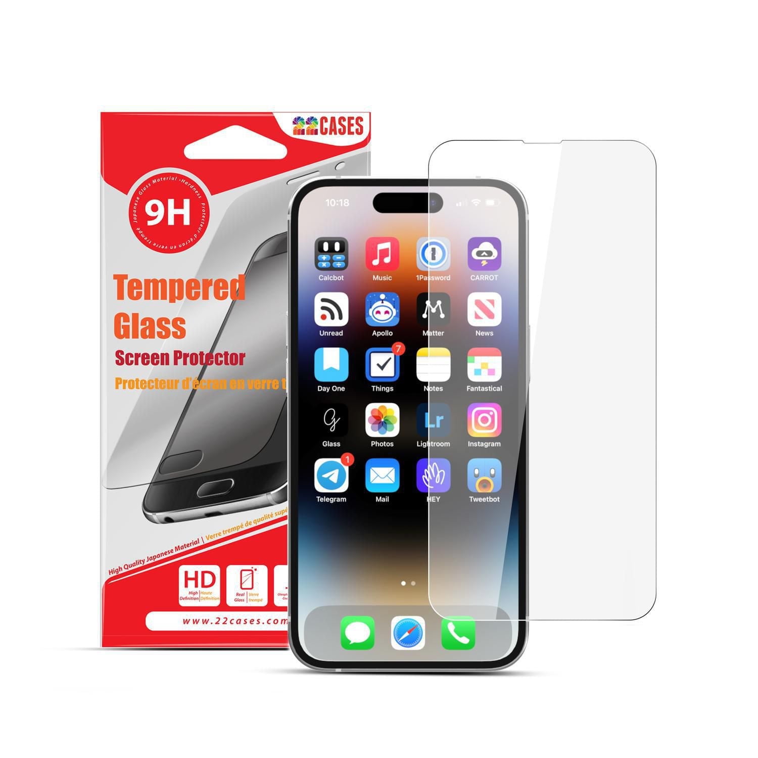 22 cases Protecteur D'écran en Verre iPhone 15 Pro Max