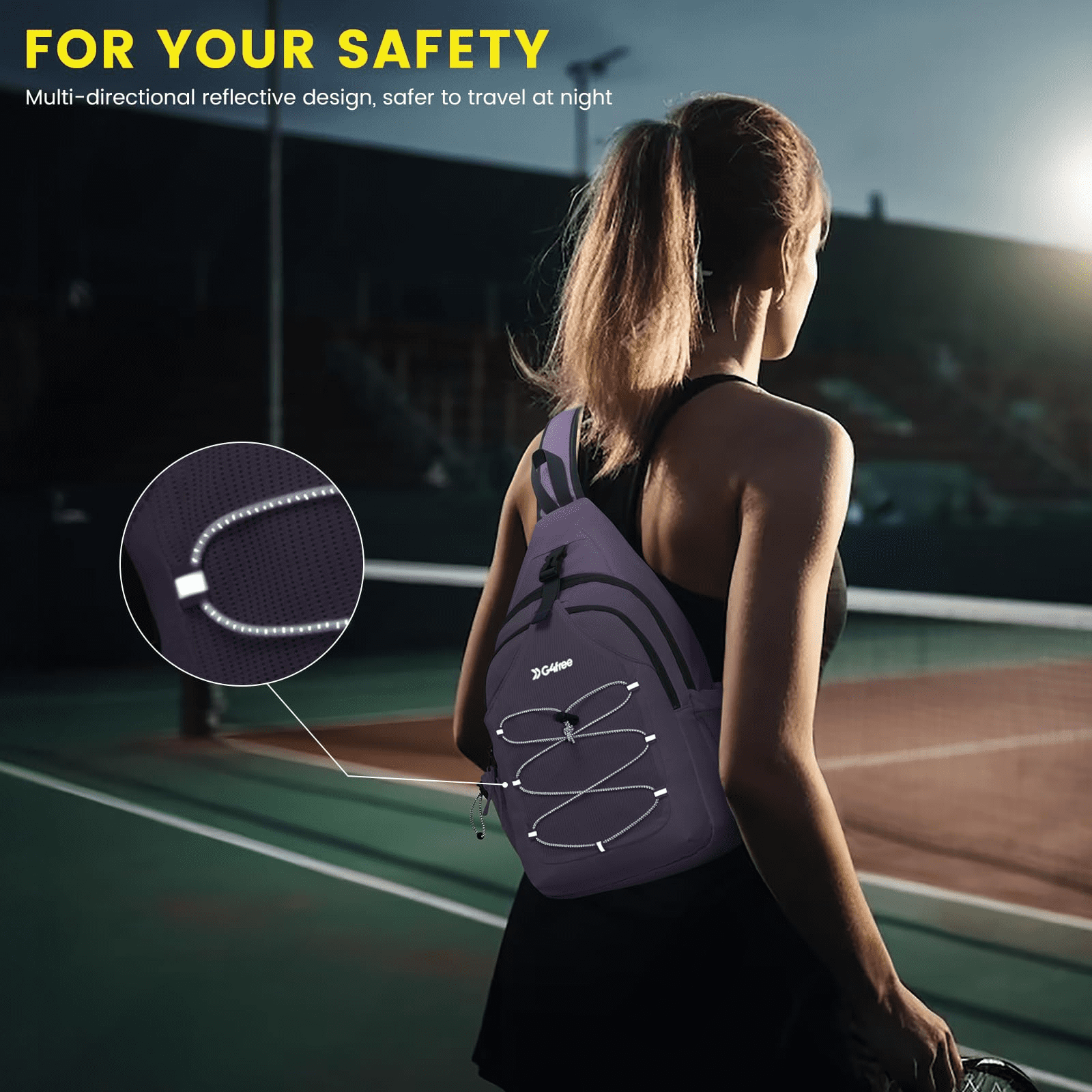 G4Free Pickleball Sling Bag for Women - Lightweight Crossbody Sports Bag