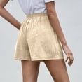 thumbnail image 4 of ADSSDQ Cotton Linen Shorts Women Plus Size Elastic Waist Drawstring Summer Beach Shorts with Pockets Casual Solid Color Pant Khaki M, 4 of 7