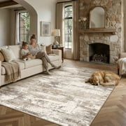 BERTHMEER 9'x12' Large Abstract Modern Area Rugs for Living Room Bedroom Dining Room Farmhouse Machine Washable Non-slip Rugs,Brown&Yellow