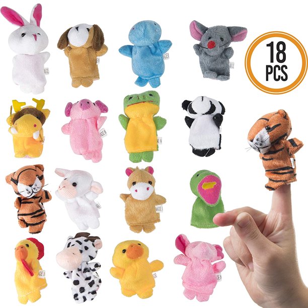 Plush Animal Finger Puppets for Story Telling Easter Eggs Fillers