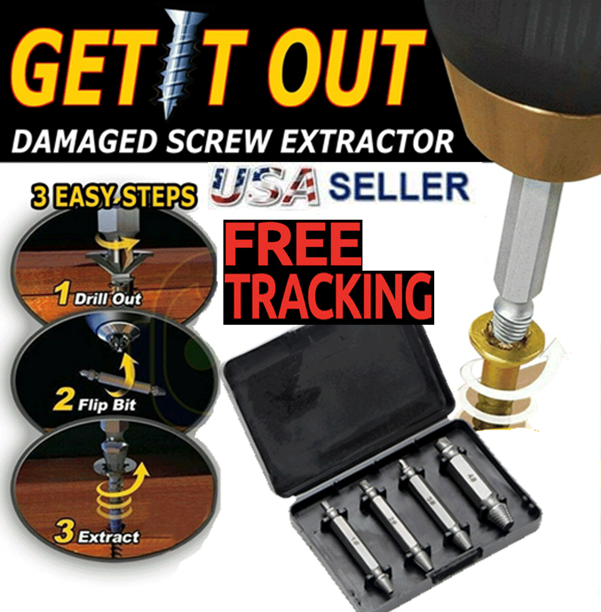 Details about   Screw Extractor Damaged Screw Removing Set For Remove Damaged Stripped Bolt 