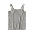 thumbnail image 2 of NAISIBABY Girls Camisoles, Cute Bow Spaghetti Strap Ruffled Hem Ultra-Soft Tank Tops Gray 6-7T, 2 of 3