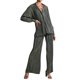 thumbnail image 1 of VISgogo - Conjunto de pantalones para mujer, blusa fruncida de manga larga con cuello en V y cuello de solapa + pantalones elásticos de longitud completa VISgogo moda, 1 of 9