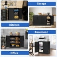 thumbnail image 3 of Cterwk Metal Storage Cabinet with Lock, 2 Door Garage Storage Cabinet with Shelves, Steel File Cabinet for Home, Office, Garage, School, Black, 3 of 9
