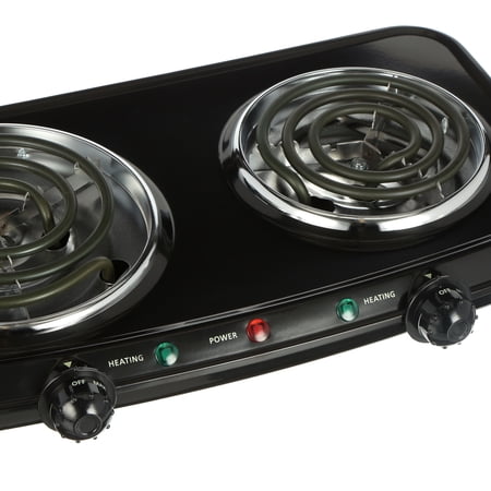 Mainstays Double Burner, 120V~ 1800W, Portable, Easy to Cook, Elegant Classic Design, 3.28 lbs