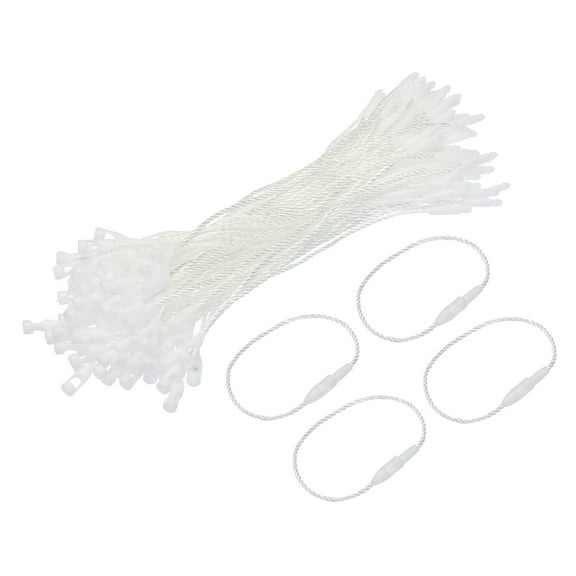 Uxcell Polyester Rope Hang Tag String Snap Lock ,Plastic Tags Ties 190mm/7.48" Length,1mm/0.04" Dia,Pack of 100,White