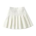 thumbnail image 3 of Girls Solid Color Pleated Skirt, College Style School Uniform Skirt for Kids, A-Line Pleated Mini Skirt for School and Casual Wear, Age 2-17 Years White 150, 3 of 6