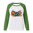 thumbnail image 4 of SwiftWear Fall Season Pumpkin Pattern Sweatshirt for Women Comfort Fit Raglan Long Sleeve Pullover Tops Thanksgiving Halloween Theme Casual Wear with Leaf Motifs Green, 4 of 4