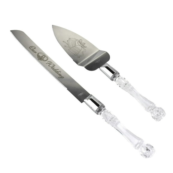 Homeford 2-Piece Stainless Steel Cake Serving Set with Crystal Handles