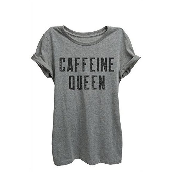 Thread Tank Caffeine Queen Womens Relaxed T-Shirt Tee Heather Grey - Large