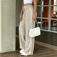 thumbnail image 3 of VV AVEORS Striped Track Pants Women Summer Striped Joggers Baggy Sweatpants Casual Sports Running Tall Petite Beige XL, 3 of 5