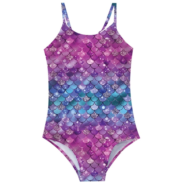 WEAIXIMIUNG Girls plus Size Bathing Suits 3d Printed Fishscale Swimsuit For Baby CuHK Kids Swimsuit 150