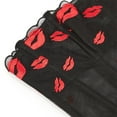thumbnail image 5 of Women's Sexy Strapless Bustier Corset Red Lip Printed See Through Mesh Open Back Boned Crop Tops, 5 of 7