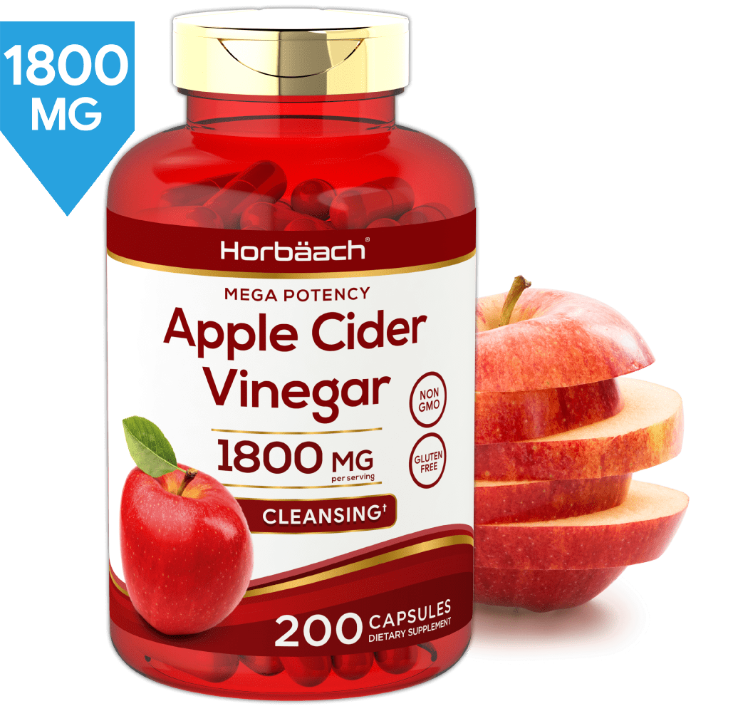 Apple Cider Vinegar Capsules 1800mg 200 Pills by Horbaach Walmart