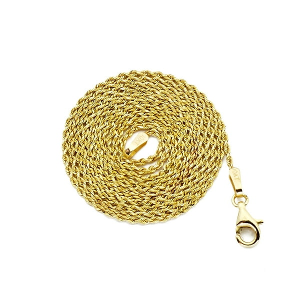 10K Yellow Gold Solid Diamond Cut Rope Chain Necklace (1mm, 18")